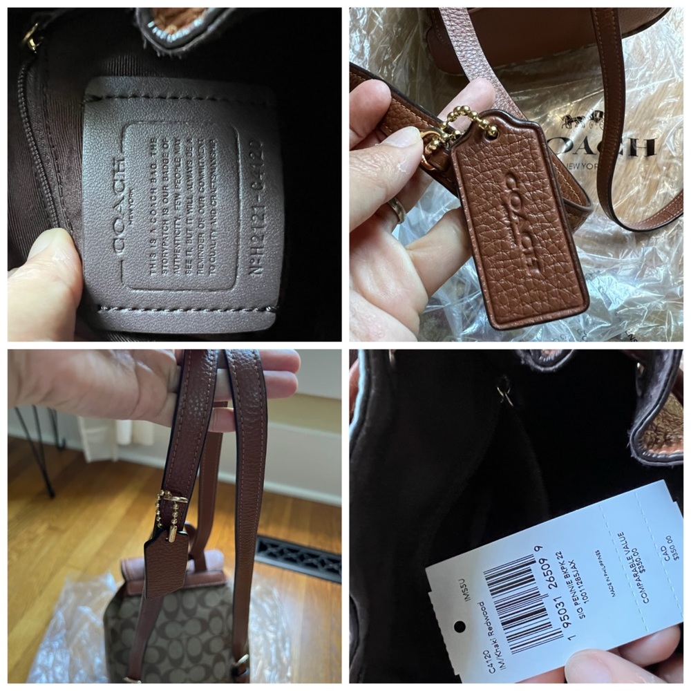 Coach Brown Signature Canvas Mini Backpack with Dark Brown Leather Trim - Picture 6 of 6